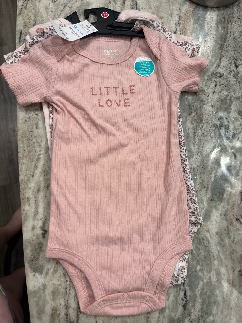 Carter's Pink Ribbed "Little Love" One-Piece Bodysuit